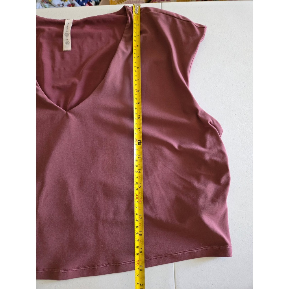 Athleta Vita Free Cropped Tee Mauve V-Neck Cap Sleeve Plus Size 3X Workout Yoga - Picture 7 of 8